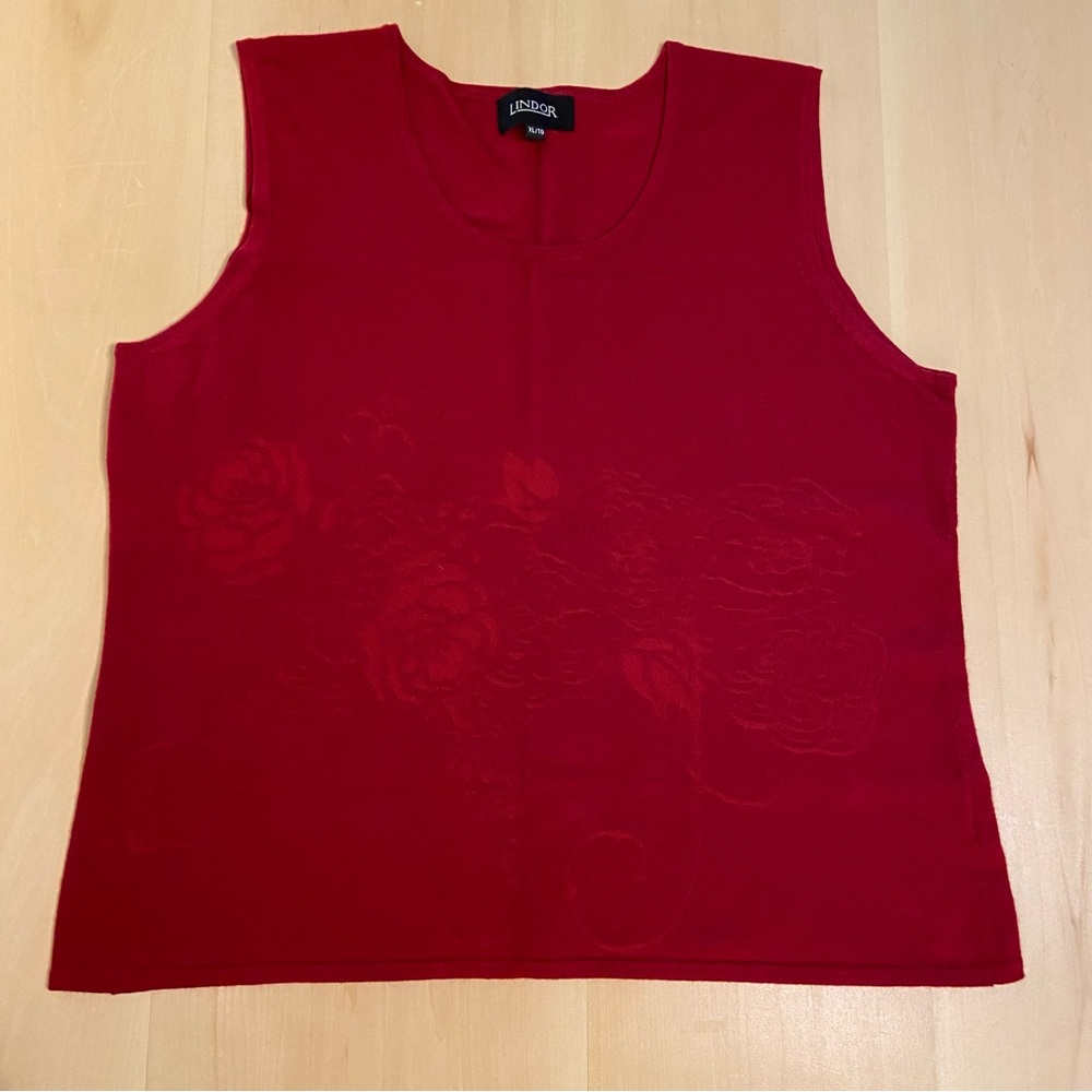 LINDOR XL Dark Red wool blend stretchy vest. Vintage 2000s.